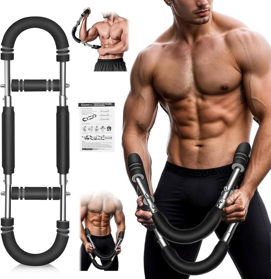 SakerPlus Twister Arm Trainer, Adjustable Spring Chest Expander and Forearm Strengthener, Triceps, Biceps, Shoulder, Back & Thigh Workout bar Equipment, Portable Upper Body Exerciser for Home Fitness
