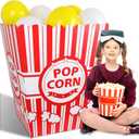 1 Pack Giant Popcorn Box Prop with 100 PCS Balloons (Red)
