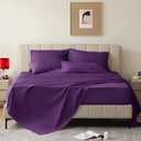 Full Size Bed Sheets - 6 Piece Soft Microfiber and Wrinkle Free Sheets - Easy Care, Extra Soft, Cooling Sheets - 1 Deep Pocket Fitted Sheet 1 Flat Sheet and 4 Pillowcases (Full Purple)