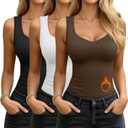 3 Pack Women's Thermal Tank Tops Sleeveless Fleece Underwear Tops Sweetheart Neck Camisole Warm Base Layer (L)