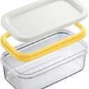 Butter Dish Butter Keeper with Cutter Slicer, Clear Airtight Butter Cutter Slicer For Easy Cutting And Storage, Covered Butter Dish Serving Tray with Butter insert for Home Kitchen