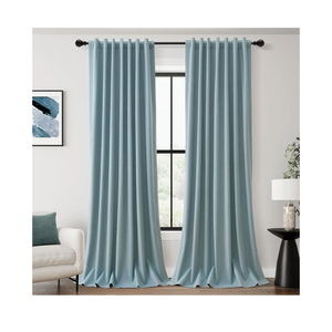 Aqua Blue Blackout Curtains 102 Inches Long for Bedroom Back Tab Linen Black Out Drapes Thermal Insulated Modern Elegant Light Blue Room Darkening Window Curtain Panels 102 Length for Kids Nursery