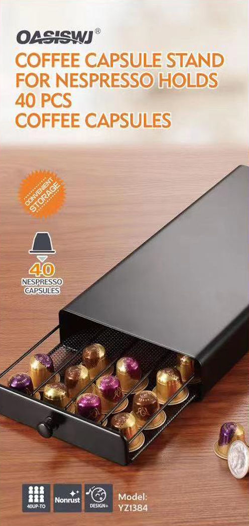 OASISWJ Coffee Pod Holder and Capsule Holder Drawer Compatible with Nespresso, Coffee Machine Stand, Durable for Drawer Storage Container for Organizer