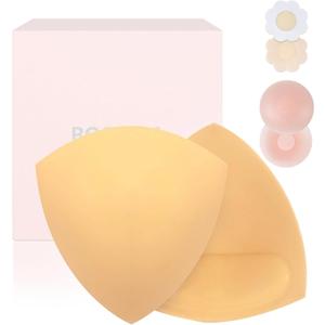 Boomba Invisible Lift Inserts Double-Sided Sticky Bra Ultra Push Up Bra Inserts Suitable for Different Occasions (Beige, M)