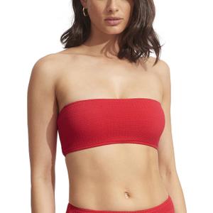 Seafolly Women's Bandeau Tube Bikini Top Swimsuit (2, Sea Dive Chilli Red)