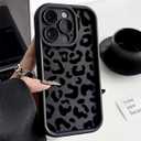 Phone Case for Women/Girls, Black Leopard Print Pattern Silicone Shockproof Soft Phone Case Compatible with iPhone 13 Pro Max, Black