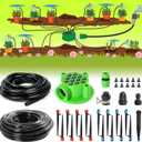 Bonviee 106.5FT Drip Irrigation Kit, Garden Watering System with 12-Port Irrigation Manifold, 1/2 inch Irrigation Tube and 1/4 inch Blank Distribution Tubing, Bed Patio, Lawn