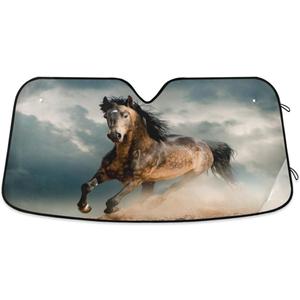 Horse Animal Car Windshield Sun Shade Cool Foldable UV Ray Sun Visor Protector Sunshade to Keep Your Vehicle Cool (55" x 27.6")
