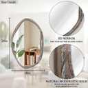 JJUUYOU Large Asymmetrical Mirrors Irregular Bathroom Wall Mirror 26"x18" Wooden Frame Modern Decorative Mirror for Makeup Bathroom Living Room,Brown