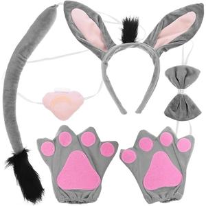 FRCOLOR Donkey Costume Set with Ears Headband Bow Tie Tail Skirt for Boy Girl Fun Dress-up for Halloween Cosplay Animal Theme Parties