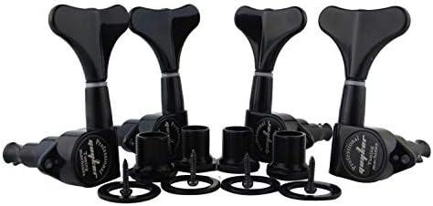 Guyker Guitar Bass Tuners (2R + 2L) - 1:17 Ratio Headstock Sealed Tuning Key Pegs Machine Head Replacement for Electric Jazz Bass or Precision Instruments - Black