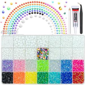 qiipii Pure White Resin Rhinestones w B7000 Glue for Crafting Bedazzling 2mm-6mm Flatback Colorful Jelly Stones Diamonds Gems Bedazzler Kit for Nails Face Eyes Makeup Tumblers Bottles Shoes DIY Crafts