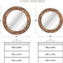 36 Inch Large Round Solid Wood Wall Mirror - Rustic Farmhouse Dark Brown Wooden Circle Mirror for Bathroom, Living Room, Entryway & Wall Decor