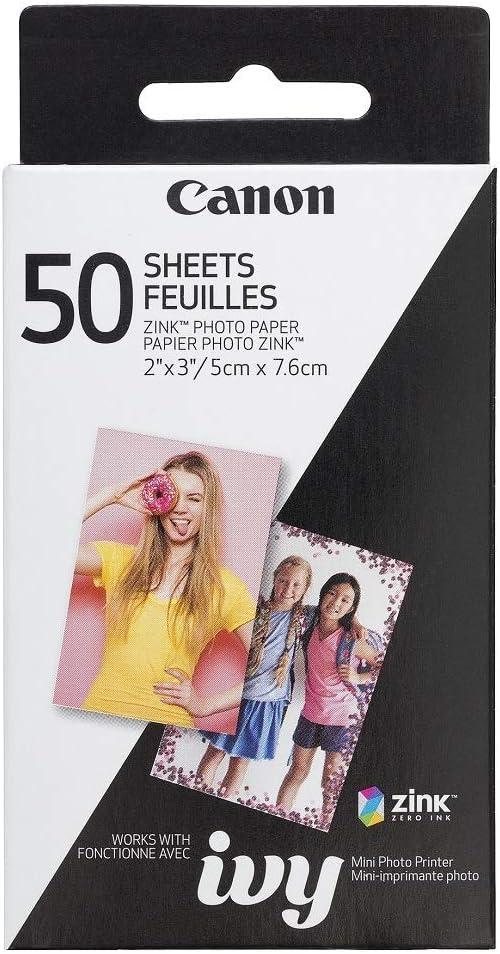 Canon Ivy Zink 2" x 3" Photo Sticker Paper 50 Sheets Pack