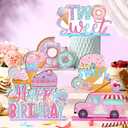 Yuntau 6 Pcs Donut Two Sweet Birthday Party Decorations 2st Birthday Decorations Grow up Party Table Sign Donut Theme Table Decor for Baby Shower Wedding Supplies