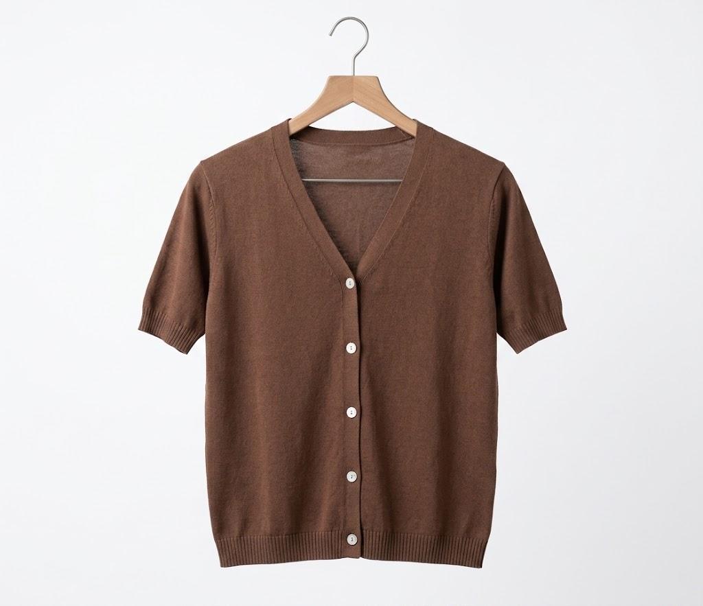 Lomon Womens Short Sleeve Cardigans Lightweight Sweaters Tops Brown, Large