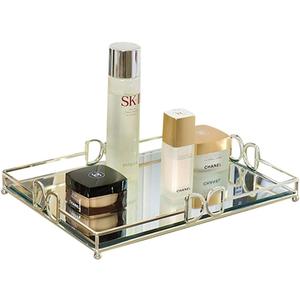 Silver Perfume Trays for Dresser Elegant Silver Tray Decoration Vanity Trays for Bathroom Beautiful Vanity Tray for Perfume Size: 14 x 10 x 2"