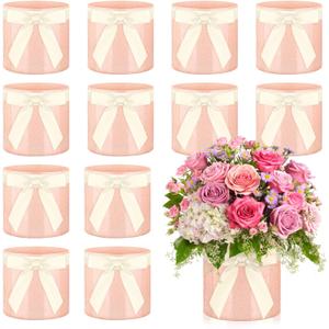 12 Sets Flower Buckets for Cut Flowers Include Flower Buckets Floral Foam Ribbon Home Office Wedding Decorations