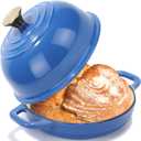 Tioncy Enameled Bread Dutch Oven with Lid for Sourdough Baking 5 Quart Round Cast Iron Dutch Oven Pot Bread Bakers for Kitchen Homemade Cookware Gifts Roasting Frying Cooking Stewing(Blue)