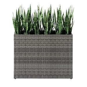 LEWIS&WAYNE Tall Planters for Outdoor Wicker Large Rectangular Block Box