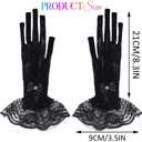 Lace Black Gloves Tea Party Short Fishnet Bow Gloves Costume for Women