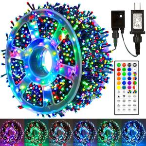 164 FT 500 LED Christmas String Lights, Waterproof RGB String Lights with Remote Control& Timer Function, 24 Colors Changing Fairy Lights for Indoor Outdoor Room Wall Christmas Tree Party Decoration (RGB (Red, Green, Blue))