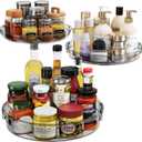 LAMU 3 Pack Lazy Susan Organizer Turntable for Cabinet, Condiment Organizer for Kitchen Pantry Organizers and Storage, Table Top, Fridge, Countertop, Spice Organization, 12'' 10.6'' 9.25'', Grey (Gray)