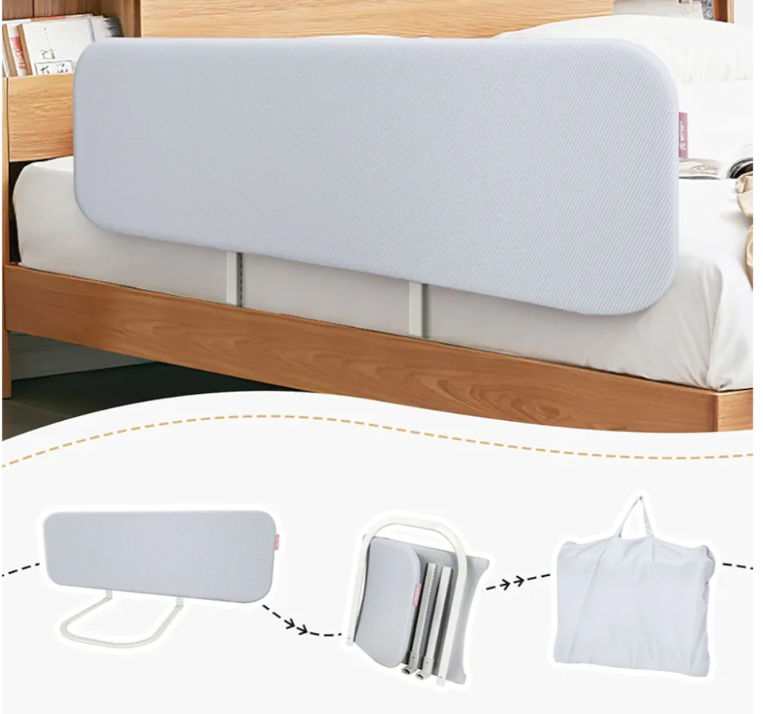 Q-MIULIKE Baby Bed Rail for Toddlers Portable Foldable Travel Toddler Bed Rails Easy to Install 27 Height Adjustable Suitable for Full King Queen Twin Bed Sizes Q-608-80cm