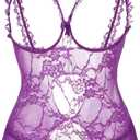 Women Sexy Lingerie Nightwear - One-Piece Bodysuit Nightie Plus Size, Black (Purple, 4XL)