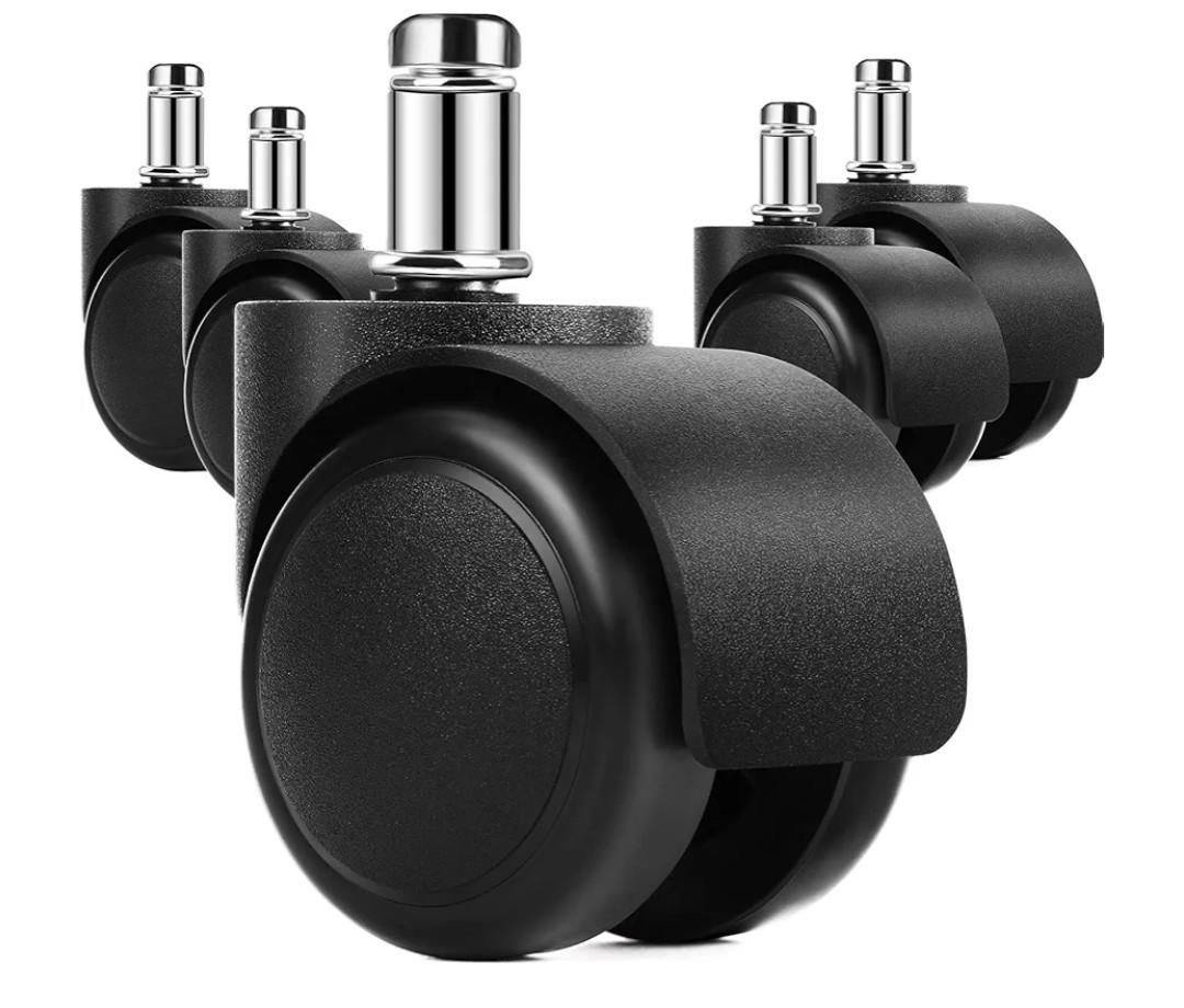 MaxGear 2" Office Chair Wheels Heavy Duty Replacement, Mute Rubber Rotating Desk Chair Caster Wheels, Safe for All Floors Including Hardwood, Only Fits 11mm Stem, NOT for 10mm or IKEA Chairs, Set of 5