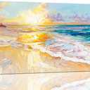 AmoyArt Beach Wall Art for Living Room, Ocean Canvas Wall-Decor for Bedroom, Sunset Picture Print for Home, Size 40x20 Inches