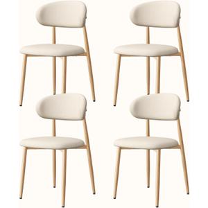 Upholstered Dining Chairs Set of 4 Mid-Century Modern Kitchen & Dining Room Chairs with Linen Seat and Backrest Ergonomic Sillas de Comedor(Original/Beige)