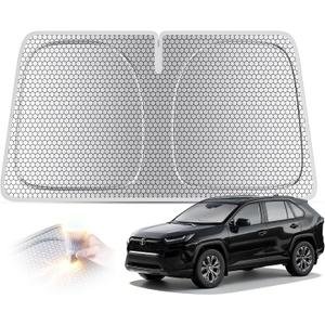 Helloleiboo Graphene Car Windshield Sun Shade 57" x 31" Foldable Car Sun Shade, Advanced Heat Absorption & UV Protection, Universal Fit for Cars, SUVs & Trucks