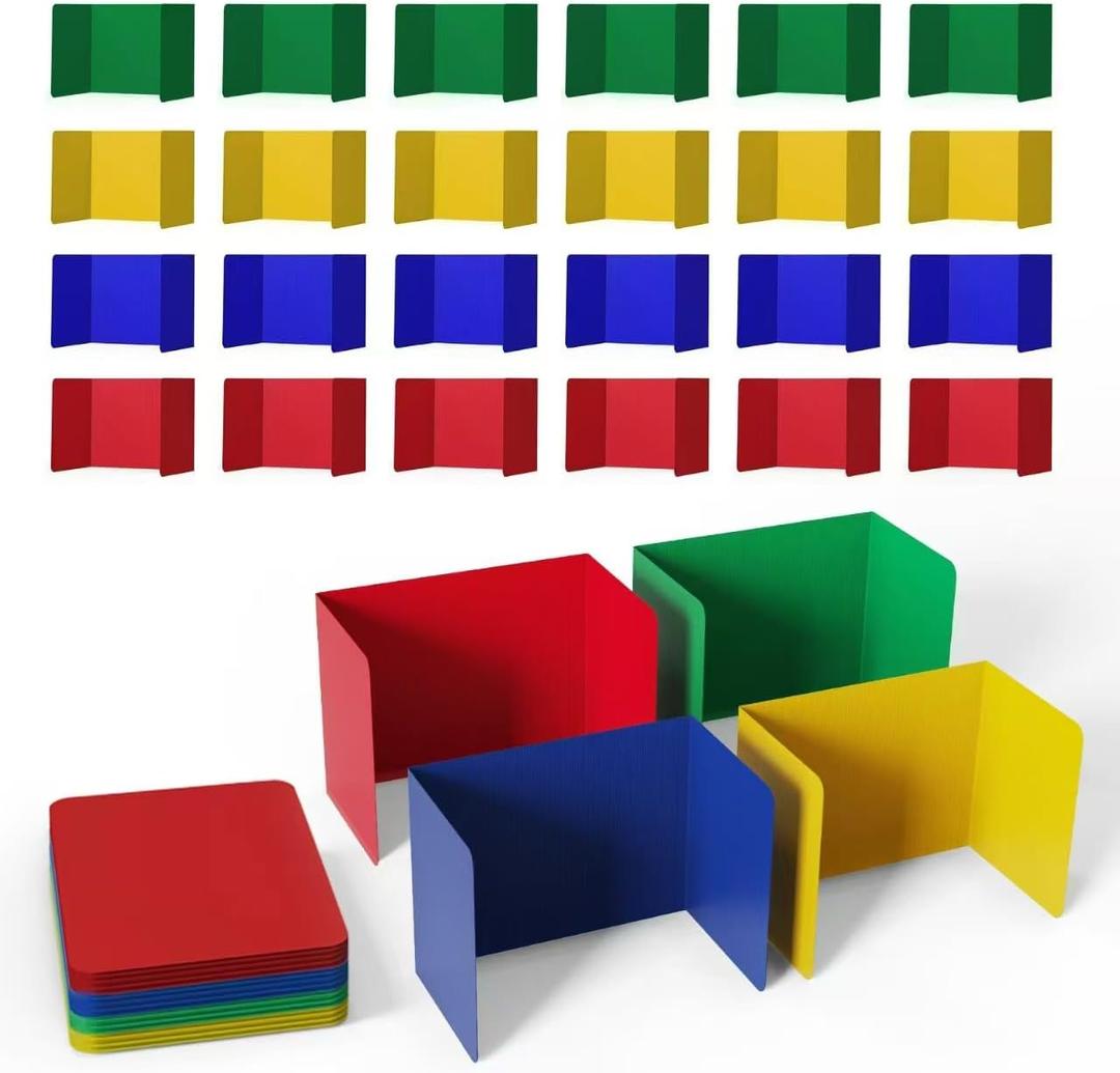 Plastic Desk Dividers, 24-Pack, Student Desk Partitions, Water-Resistant and Durable