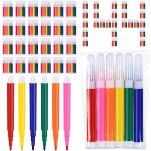 Watersay 144 Pcs Mini Markers Bulk Colored Pen 3.4 Inch Vibrant Colors Portable Short Colored Markers Assorted Multicolor Watercolor Marker Pen for Adult Office Supplies (6 Colors)