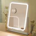 HIEEY Vanity Mirror with Lights, Makeup Mirror with Lights, Three Color Lighting Modes, and 5X Magnification Mirror, Smart Touch Control, 360Rotation (16.73" x 13.38" White,Gift Box)