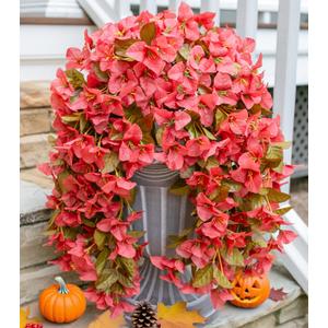 Bougainvillea Artificial Fall Hanging Flowers Plants for Outdoors Autumn Decoration, 2pcs Faux Bougainvillea Vines Red Fake Flowers Realistic UV Resistant Silk Flowers for Outside Planter Yard Home