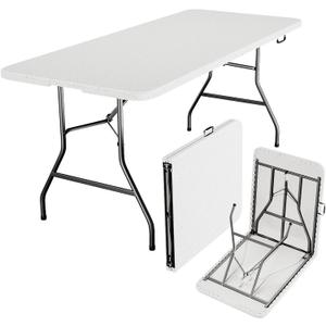 Folding Table 6ft - Heavy Duty Plastic Table with Handle, Foldable & Portable, Fold-in-Half Utility Tables for Outdoor, Dining, Wedding, Events, Indoor, Picnic, Camping, Party (White) Folding Table 6ft - Heavy Duty Plastic Table with Handle, Foldable & Portable, Fold-in-Half Utility Tables for Outdoor, Dining, Wedding, Events, Indoor, Picnic, Camping, Party (White)