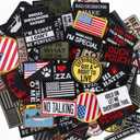 Tigeen 30 Pcs Random Funny Tactical Military Patches Set Full Embroidery Loop and Hook Patches for Backpacks Caps Bags Clothes Vest Military Uniforms