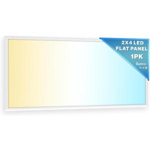 Sunco 2x4 LED Flat Panel Light Drop Ceiling Office Shop Commercial Warehouse Fixture, 6500 Lumens, Selectable Features, 30W/40W/50W, 4000K/5000K/6000K, Dimmable (0-10V), Dustproof ETL.