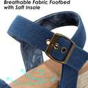 Dodow Womens Espadrilles Wedge Sandals Closed Toe Mid Heel Ankle Strap Dress Sandals (9, Blue)