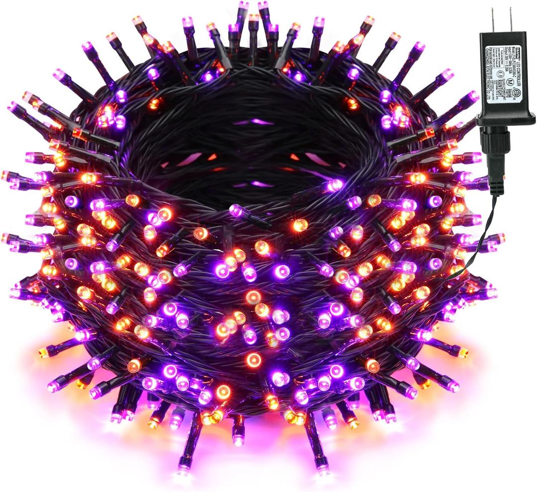 Brizled Halloween Lights, 262.46FT 800 LED Halloween Lights, Mini Purple Light 8 Modes Waterproof, Plug in Orange LED String Light for Outdoor Indoor Thanksgiving Party Decor (Orange & Purple)