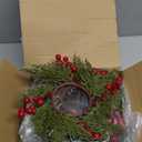 Xinnun 12 Pcs Mini Christmas Wreath for Cabinets Kitchen with LED Lights 8.66 Inch Lighted Hanging Red Small Christmas Wreaths with Berry for Kitchen Cabinet Fireplace Window Front Door Wall Decor