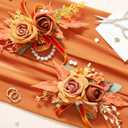 Serwalin 2 Pcs Wrist Corsage and Boutonniere Set, 6-7 Inch Orange Corsage for Wedding, Boutonniere for Men Corsage Wristlet Prom Ceremony Anniversary Accessories Suit