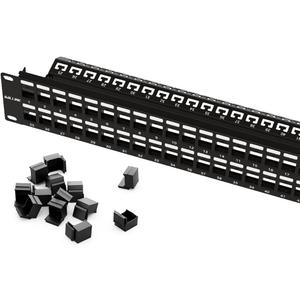 iwillink 48 Port Blank Keystone Patch Panel with Wall Mount Bracket, Versatile Vertical/Horizontal Installation, Includes Blank Keystone Inserts for Custom Configurations