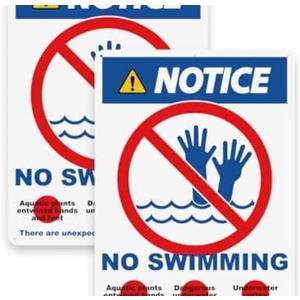 TQYC No swimming sign, NOTICE sign, 3525cm, rust-proof aluminum, two pieces