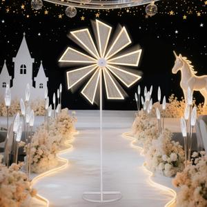 Wedding Electric Windmill Floor Lamp: Giant Moving LED Wind Spinning Light Decoration with Movement - Big Movable Decor Props for Birthday Party Bridal Shower Baby Shower Live Room