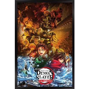 Demon Slayer: Infinity Castle (2025) - Group Key Art Wall Poster, 34L" x 22.4W", Black Framed Version