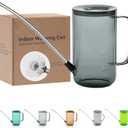 Long Spout Watering Can Indoor, Small Watering Cans for House Plants, Flowers, Succulents, 34oz (Grey) (Gray)