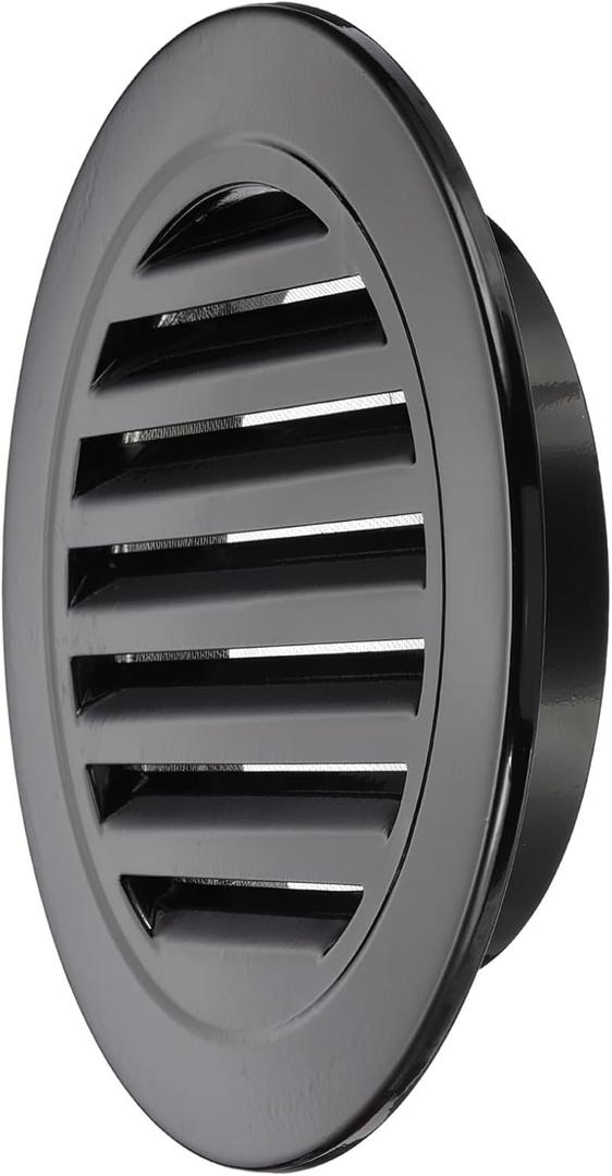 PATIKIL 7 Inch Round Soffit Vent, Aluminum Alloy Wall Vent Grille Cover Exterior Exhaust Louvered Vent with Built-in Mesh for Kitchen Bathroom Garage, Black